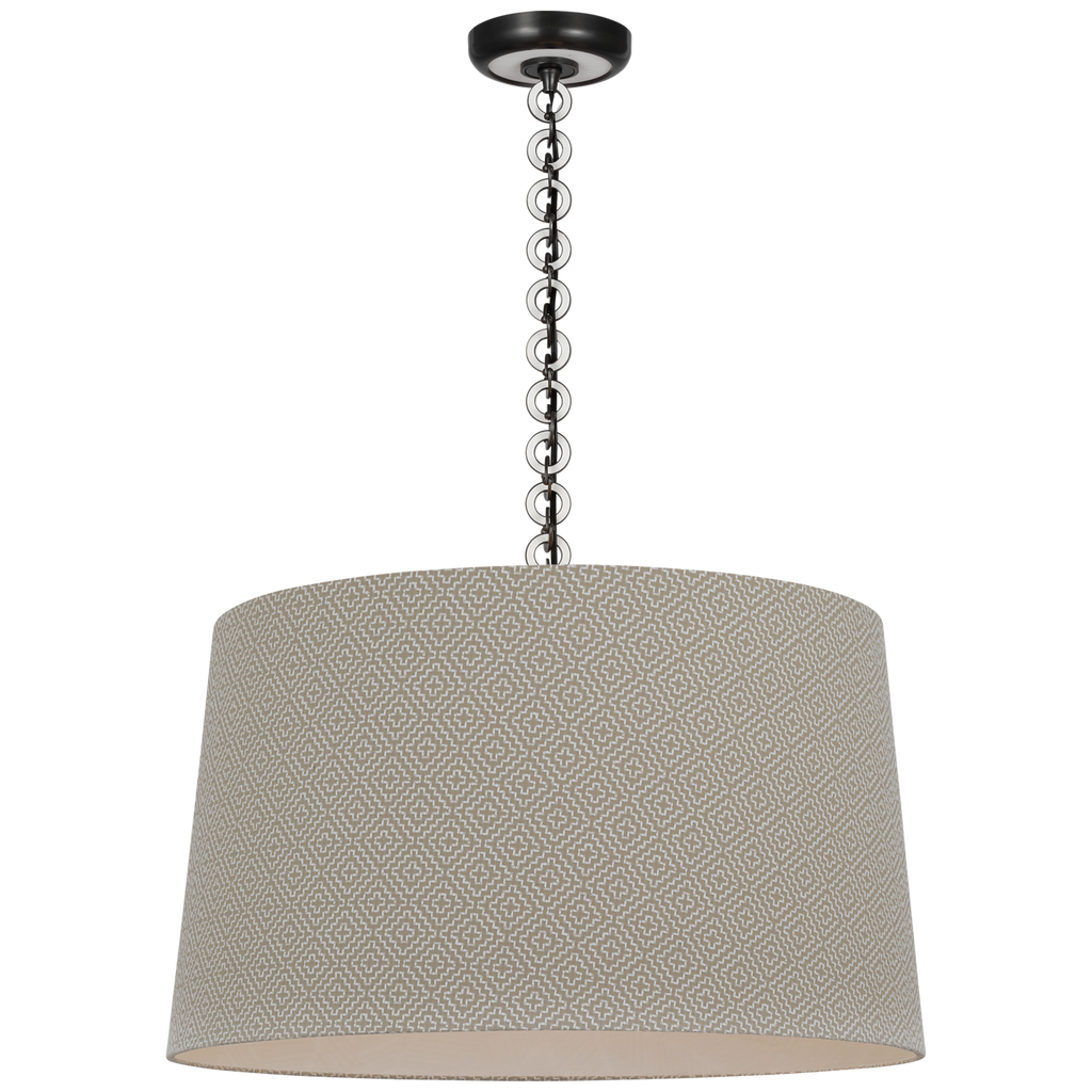 Evelyn 25" Hanging Shade | Bronze and White Oak | Schumacher Dove Soho Weave Shade