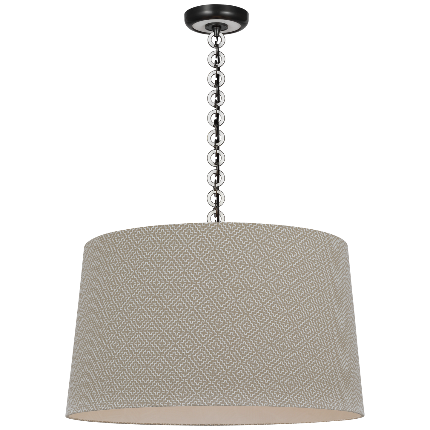 Evelyn 25" Hanging Shade | Bronze and White Oak | Schumacher Dove Soho Weave Shade