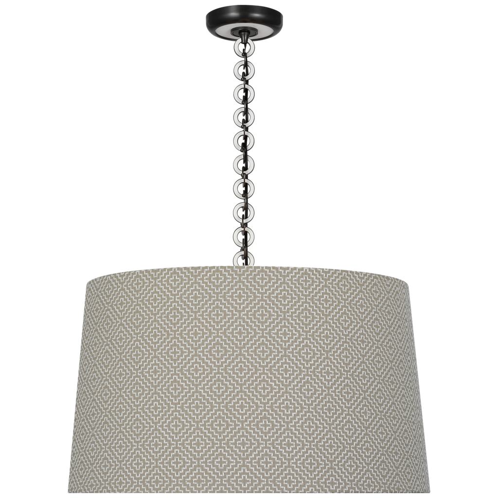 Evelyn 25" Hanging Shade | Bronze and White Oak | Schumacher Dove Soho Weave Shade