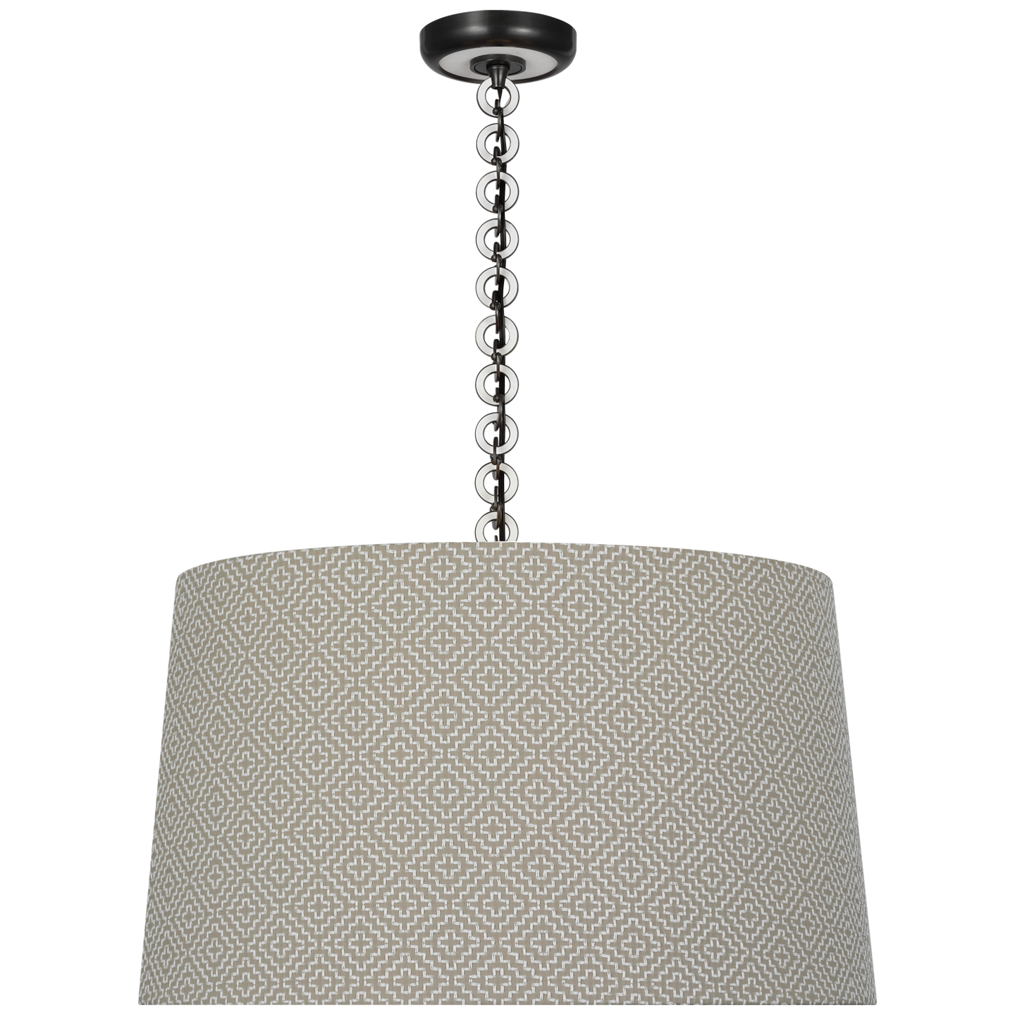 Evelyn 25" Hanging Shade | Bronze and White Oak | Schumacher Dove Soho Weave Shade
