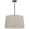 Evelyn 25" Hanging Shade | Bronze and White Oak | Schumacher Taupe Abstract Leaf Shade