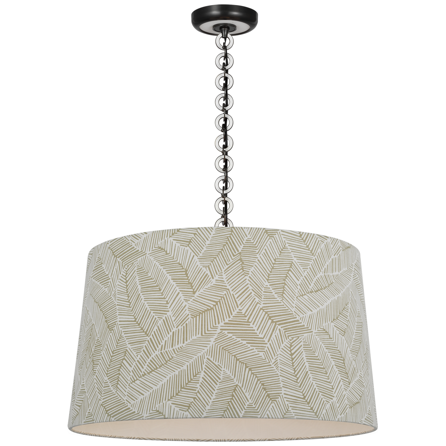 Evelyn 25" Hanging Shade | Bronze and White Oak | Schumacher Taupe Abstract Leaf Shade