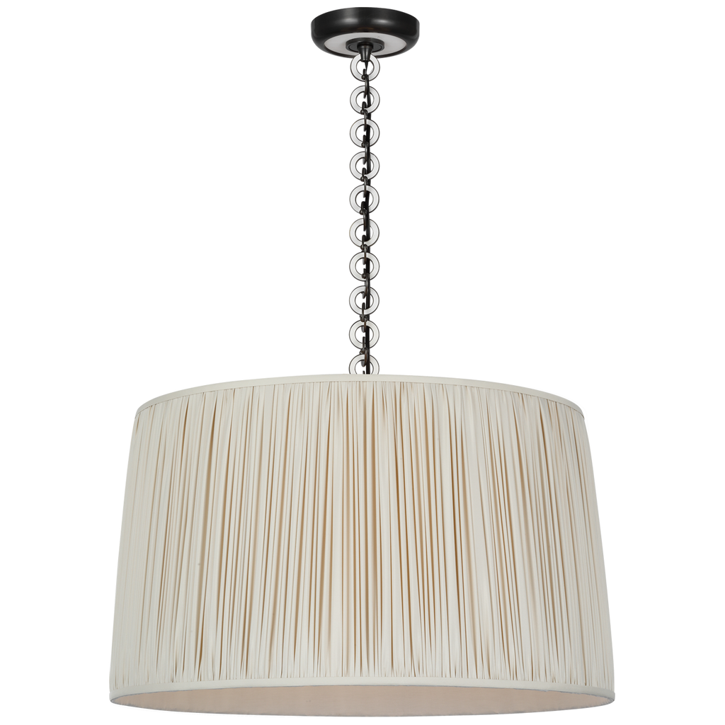 Evelyn 25" Hanging Shade | Bronze and White Oak | Champagne Silk Pleated Shade