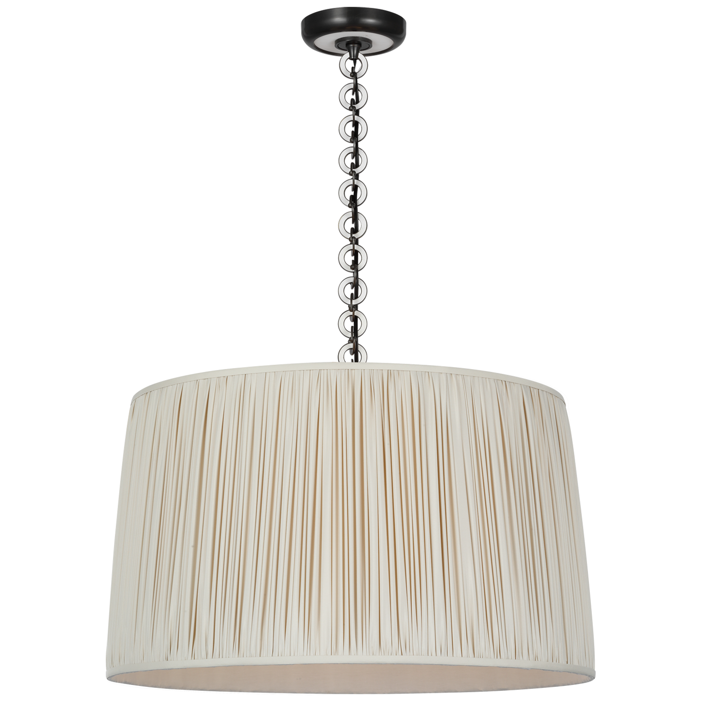 Evelyn 25" Hanging Shade | Bronze and White Oak | Champagne Silk Pleated Shade