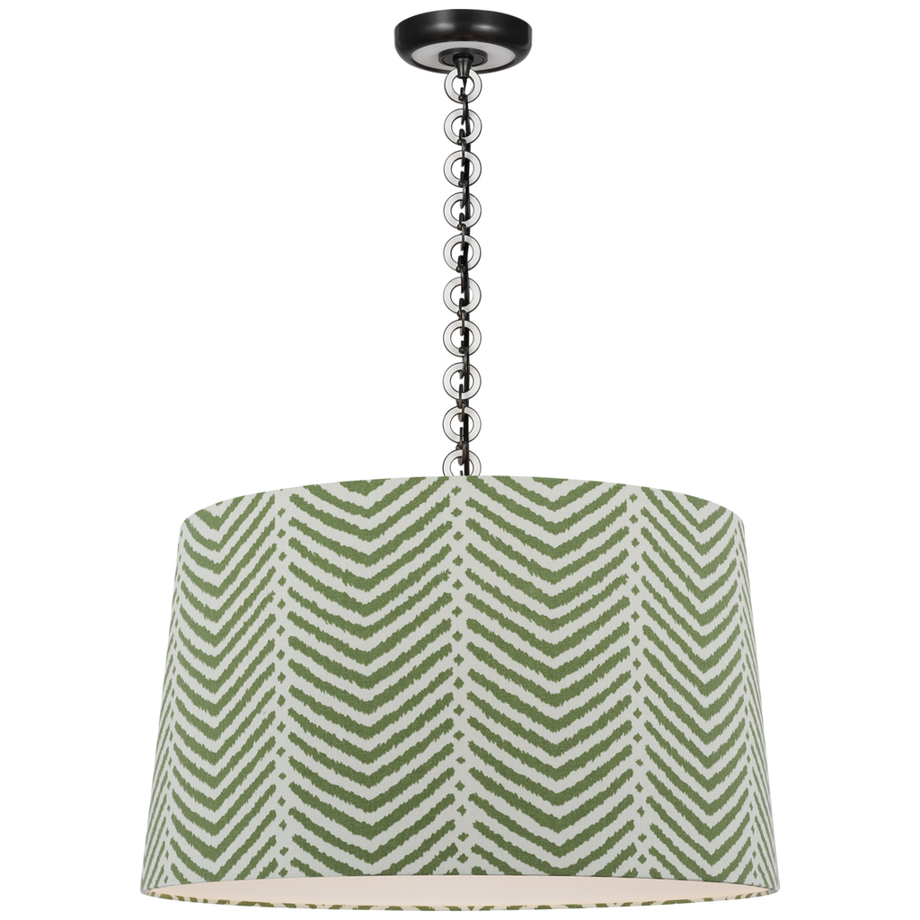 Evelyn 25" Hanging Shade | Bronze and White Oak | Schumacher Verde La Jolla Shade