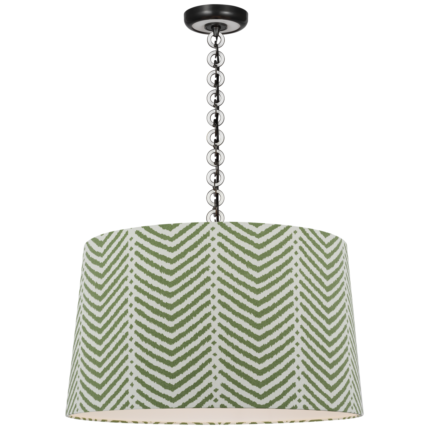 Evelyn 25" Hanging Shade | Bronze and White Oak | Schumacher Verde La Jolla Shade