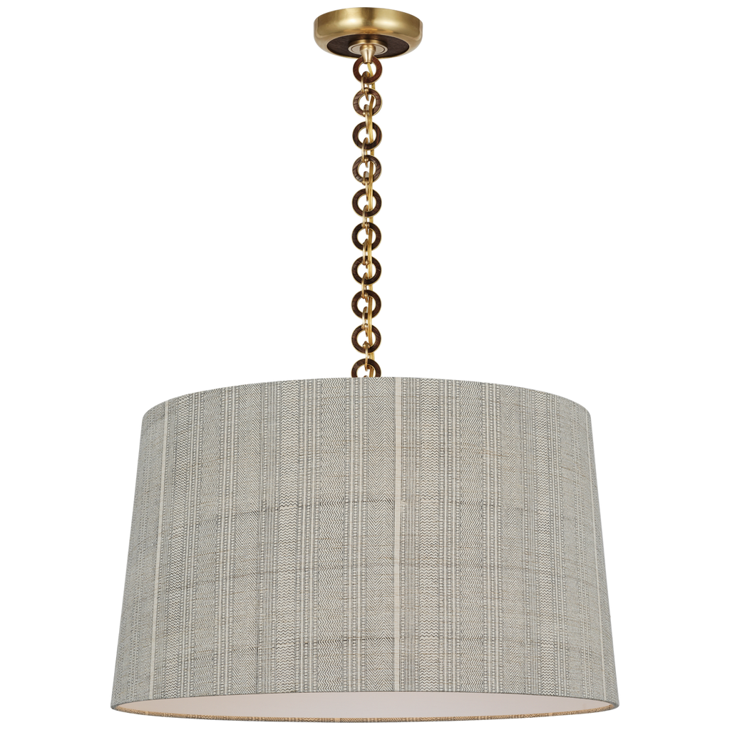 Evelyn 25" Hanging Shade | Hand-Rubbed Antique Brass and Natural Oak | Schumacher Natural Mohave Shade