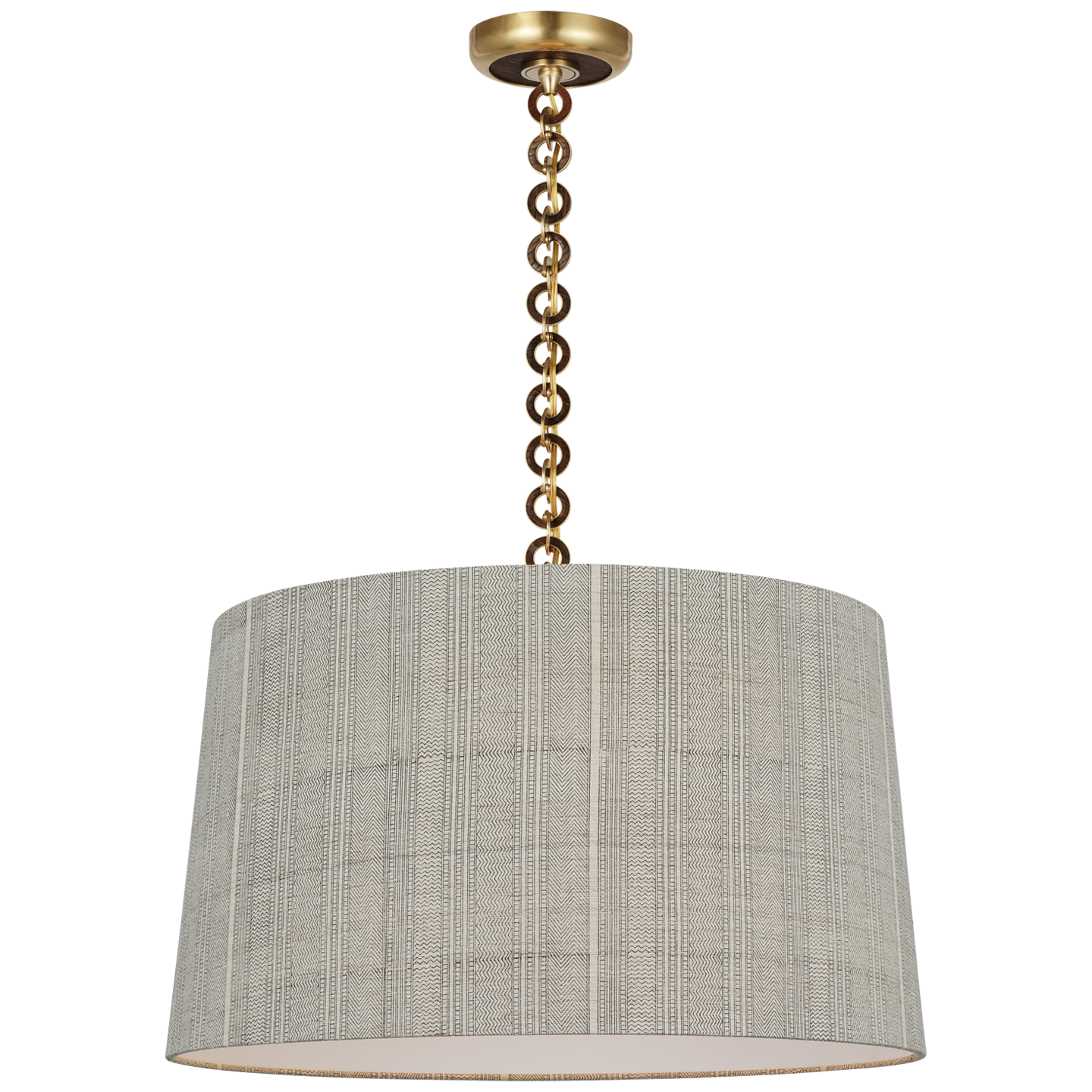Evelyn 25" Hanging Shade | Hand-Rubbed Antique Brass and Natural Oak | Schumacher Natural Mohave Shade