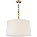 Evelyn 25" Hanging Shade | Hand-Rubbed Antique Brass and Natural Oak | Linen Shade