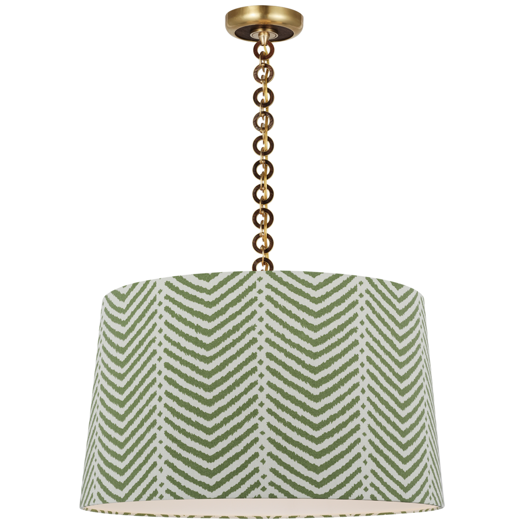 Evelyn 25" Hanging Shade | Hand-Rubbed Antique Brass and Natural Oak | Schumacher Verde La Jolla Shade