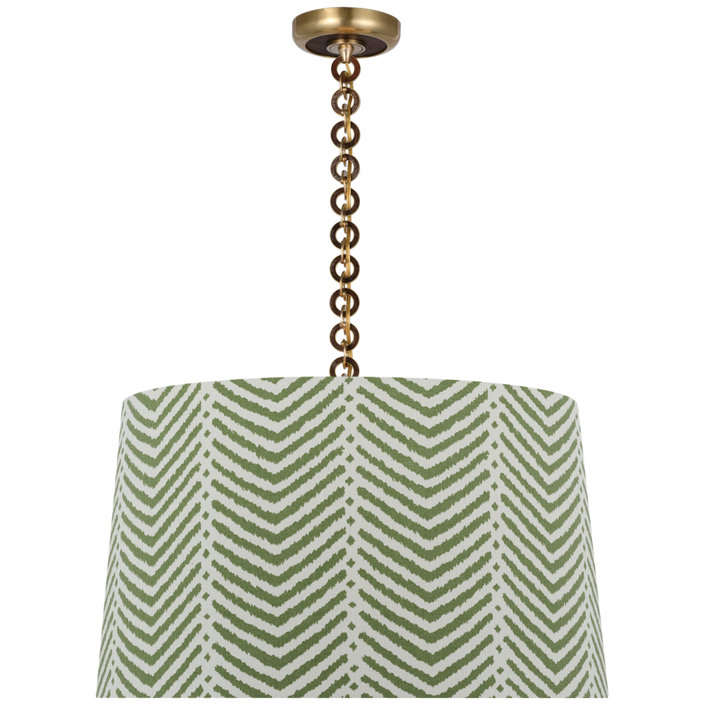 Evelyn 25" Hanging Shade | Hand-Rubbed Antique Brass and Natural Oak | Schumacher Verde La Jolla Shade