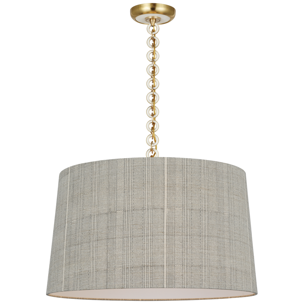 Evelyn 25" Hanging Shade | Hand-Rubbed Antique Brass and White Oak | Schumacher Natural Mohave Shade
