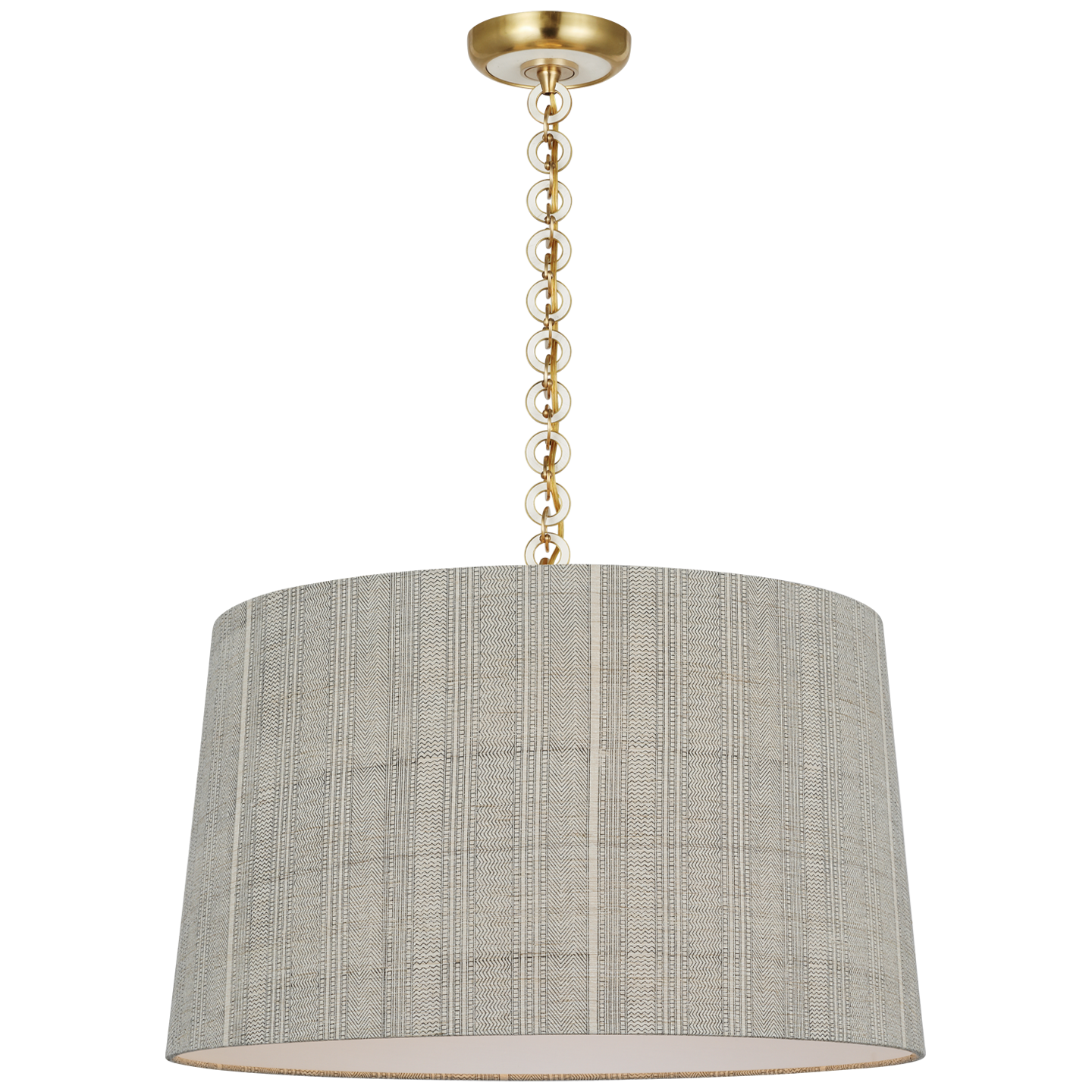 Evelyn 25" Hanging Shade | Hand-Rubbed Antique Brass and White Oak | Schumacher Natural Mohave Shade