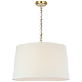 Evelyn 25" Hanging Shade | Hand-Rubbed Antique Brass and White Oak | Linen Shade