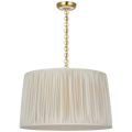 Evelyn 25" Hanging Shade | Hand-Rubbed Antique Brass and White Oak | Champagne Silk Pleated Shade