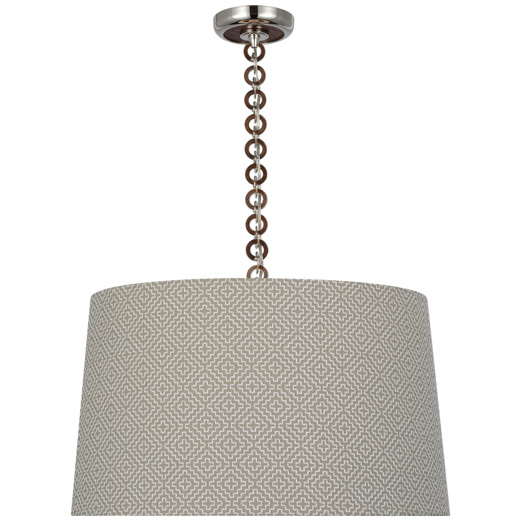 Evelyn 25" Hanging Shade | Polished Nickel and Natural Oak | Schumacher Dove Soho Weave Shade