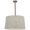 Evelyn 25" Hanging Shade | Polished Nickel and Natural Oak | Schumacher Taupe Abstract Leaf Shade