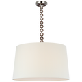 Evelyn 25" Hanging Shade | Polished Nickel and Natural Oak | Linen Shade