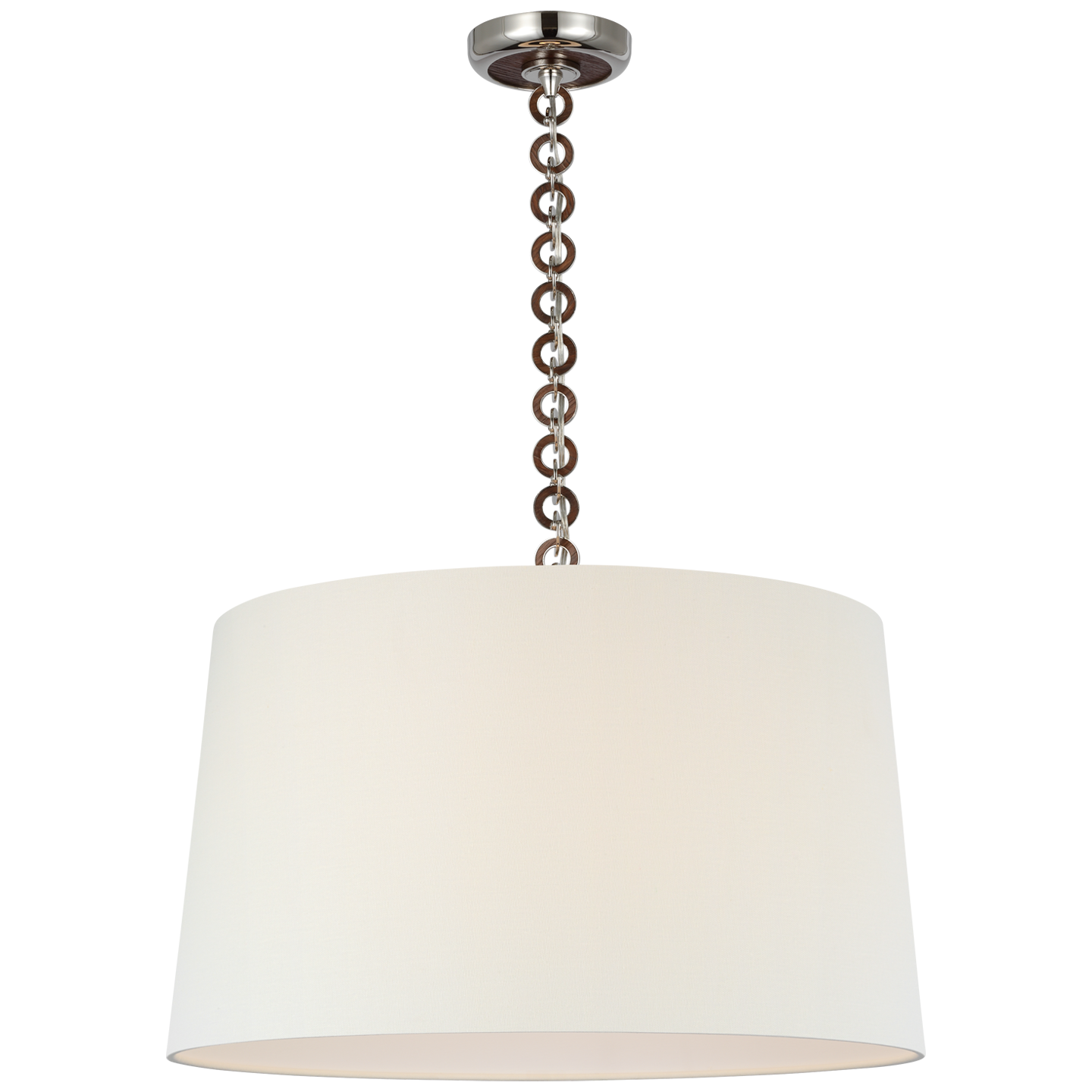 Evelyn 25" Hanging Shade | Polished Nickel and Natural Oak | Linen Shade