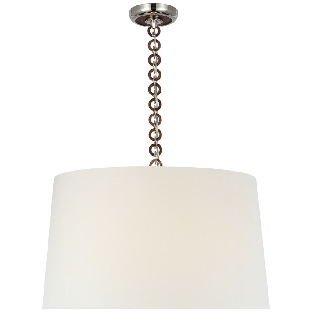 Evelyn 25" Hanging Shade | Polished Nickel and Natural Oak | Linen Shade