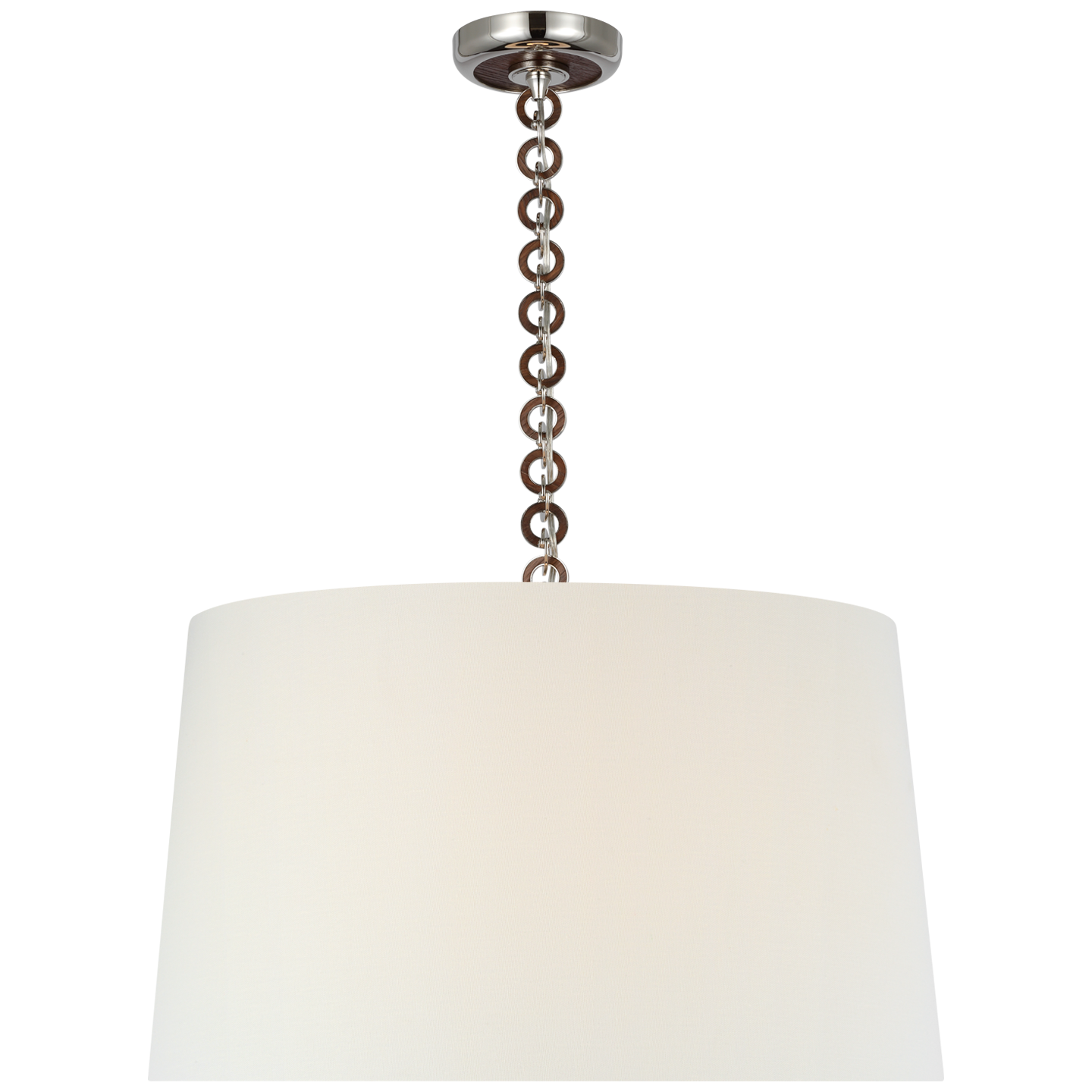 Evelyn 25" Hanging Shade | Polished Nickel and Natural Oak | Linen Shade