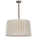 Evelyn 25" Hanging Shade | Polished Nickel and Natural Oak | Champagne Silk Pleated Shade