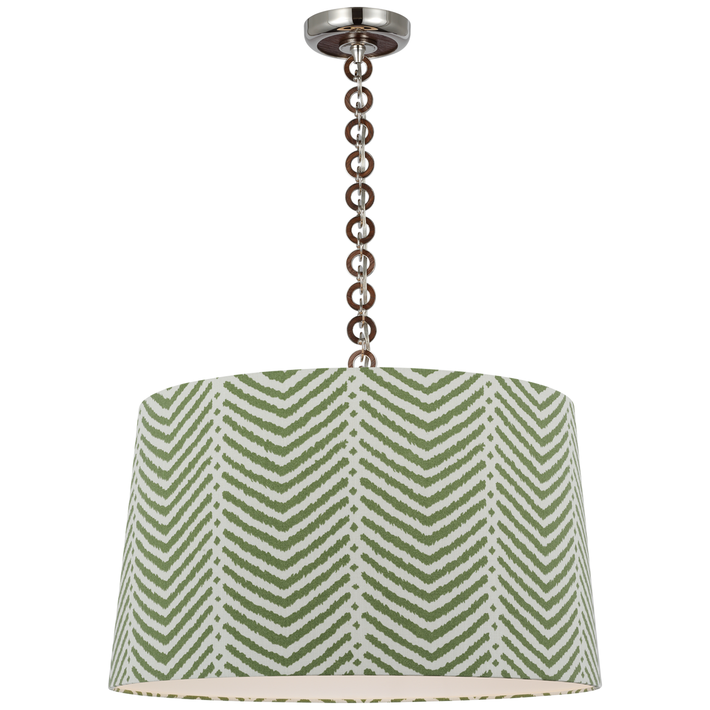Evelyn 25" Hanging Shade | Polished Nickel and Natural Oak | Schumacher Verde La Jolla Shade