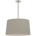 Evelyn 25" Hanging Shade | Polished Nickel and White Oak | Schumacher Dove Soho Weave Shade