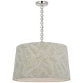 Evelyn 25" Hanging Shade | Polished Nickel and White Oak | Schumacher Taupe Abstract Leaf Shade