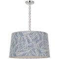 Evelyn 25" Hanging Shade | Polished Nickel and White Oak | Schumacher Navy Abstract Leaf Shade