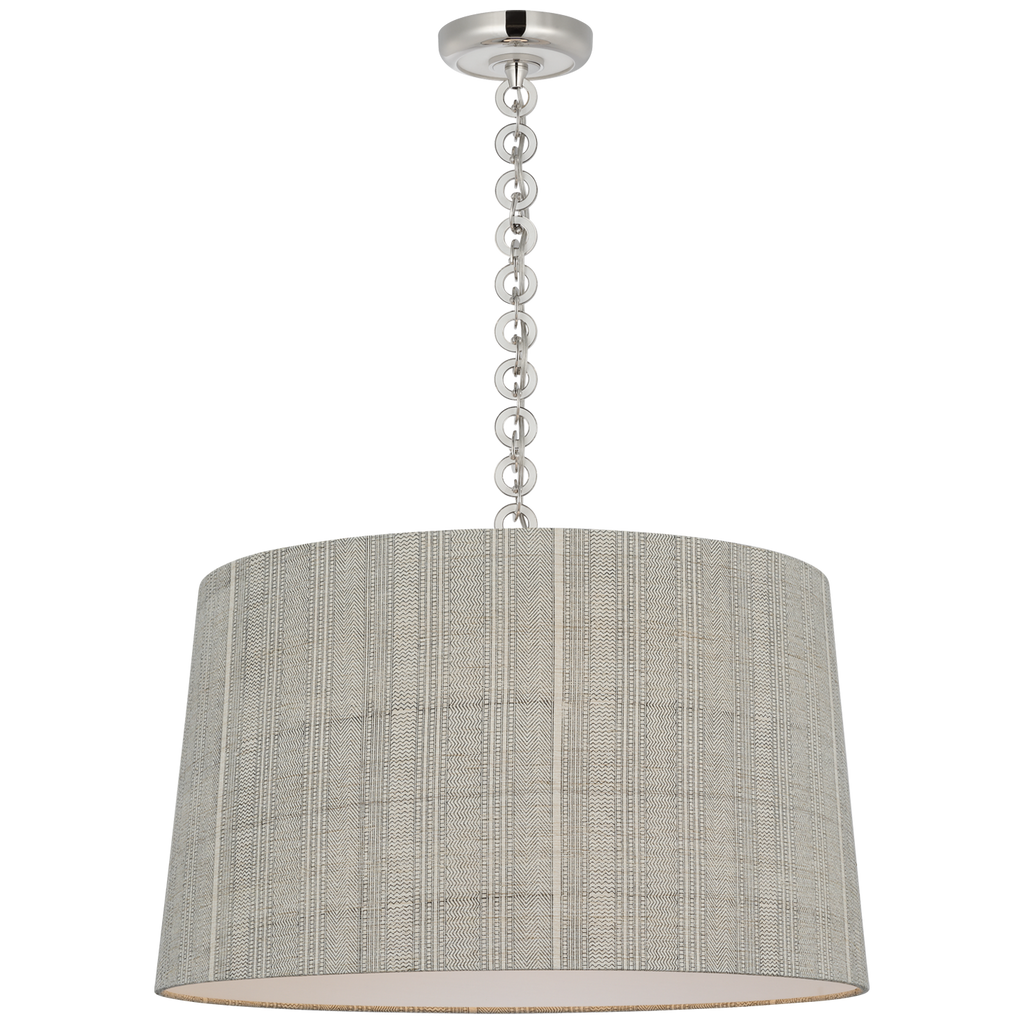 Evelyn 25" Hanging Shade | Polished Nickel and White Oak | Schumacher Natural Mohave Shade
