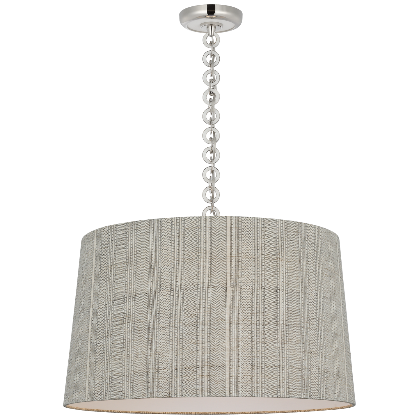 Evelyn 25" Hanging Shade | Polished Nickel and White Oak | Schumacher Natural Mohave Shade