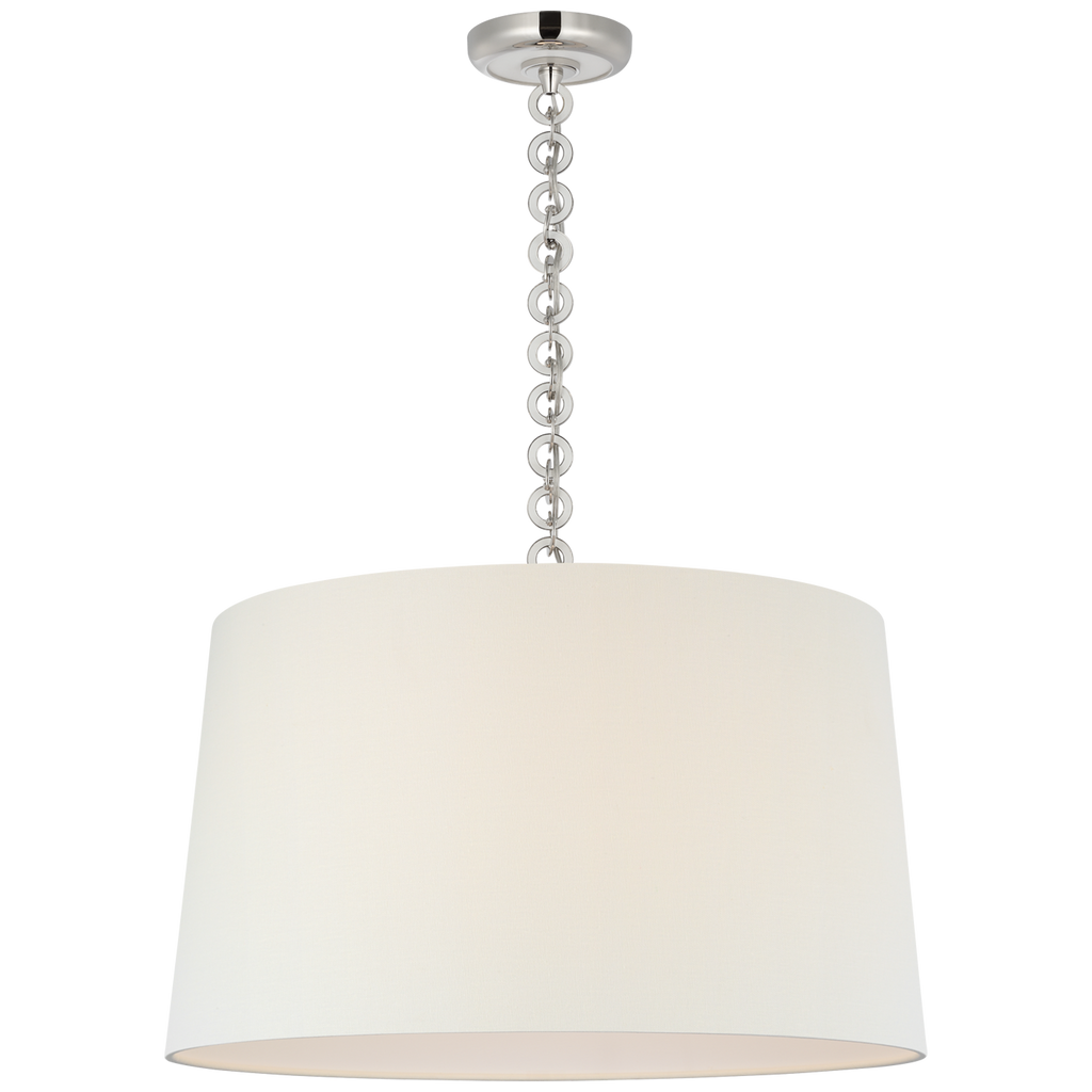 Evelyn 25" Hanging Shade | Polished Nickel and White Oak | Linen Shade
