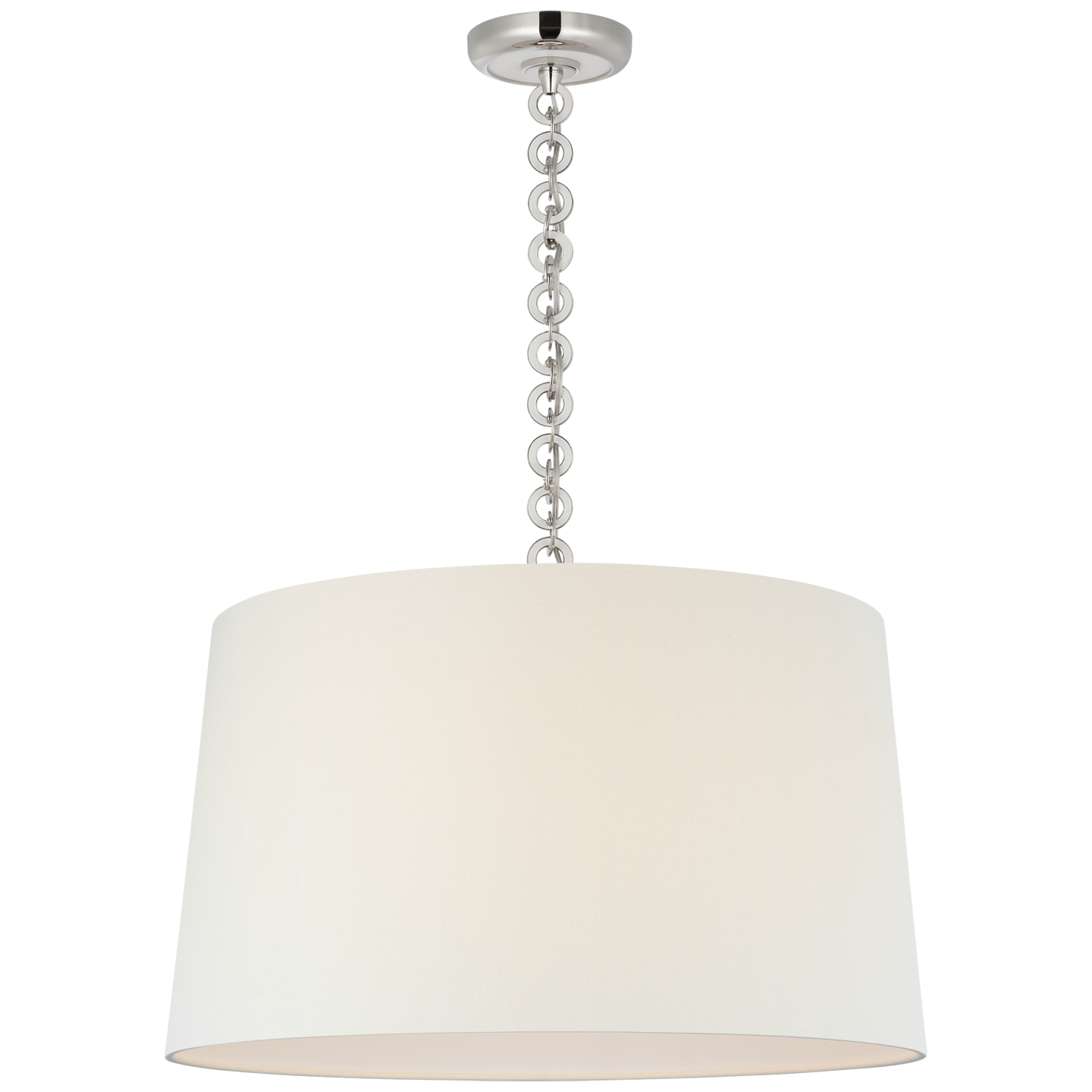 Evelyn 25" Hanging Shade | Polished Nickel and White Oak | Linen Shade