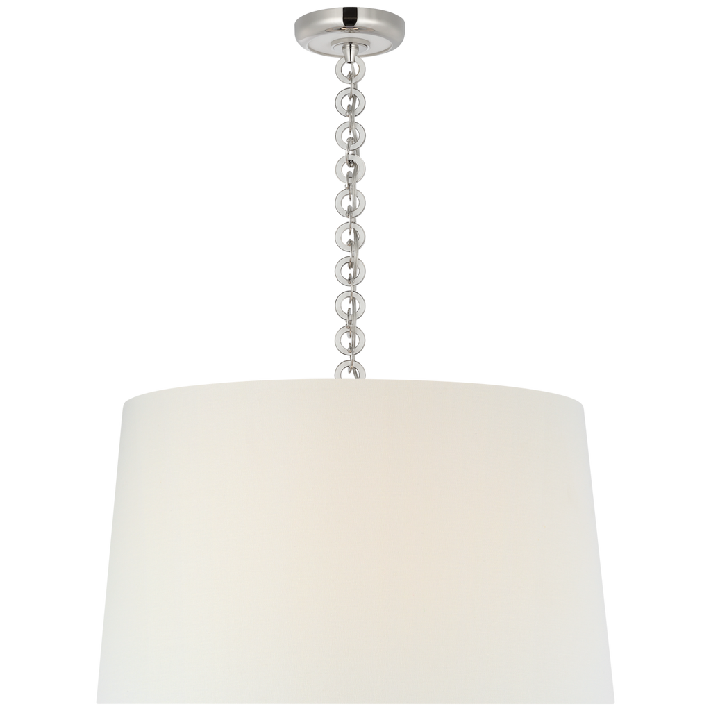 Evelyn 25" Hanging Shade | Polished Nickel and White Oak | Linen Shade