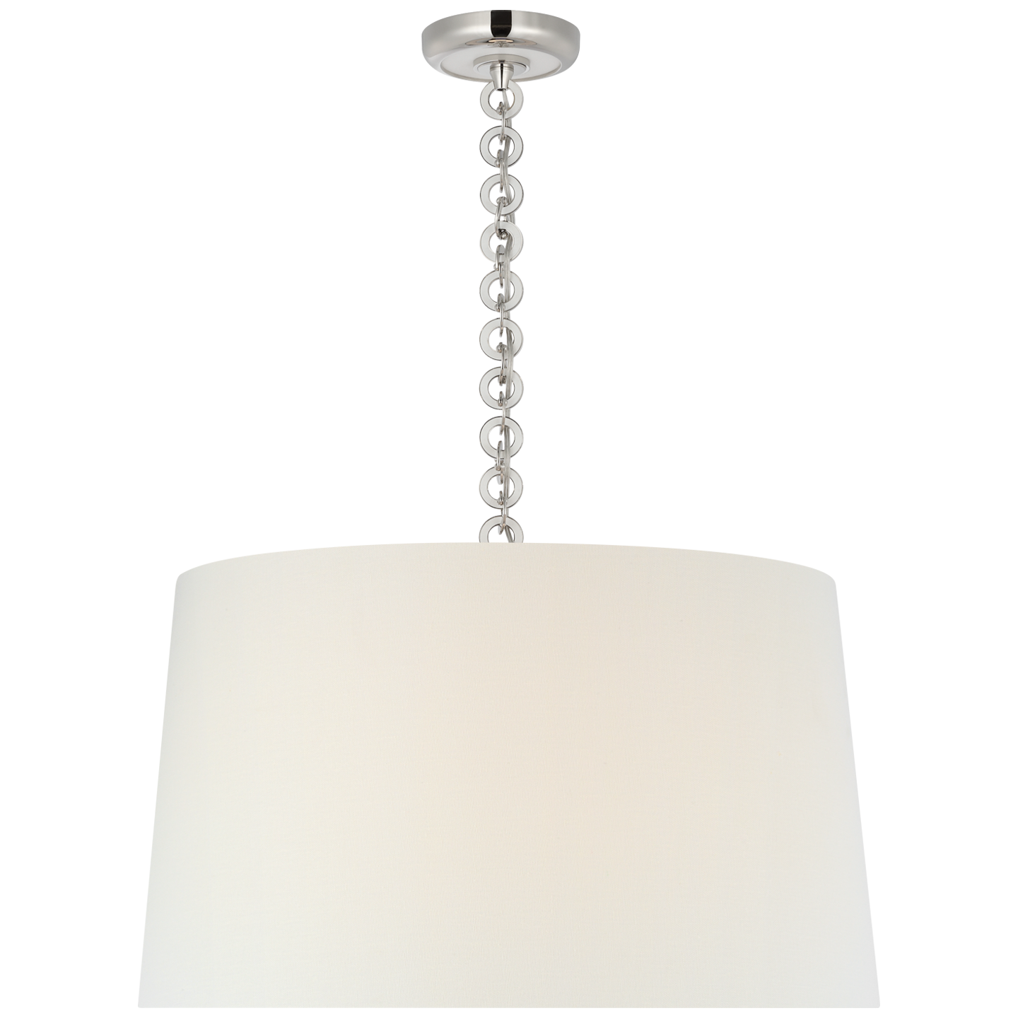 Evelyn 25" Hanging Shade | Polished Nickel and White Oak | Linen Shade