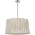 Evelyn 25" Hanging Shade | Polished Nickel and White Oak | Champagne Silk Pleated Shade