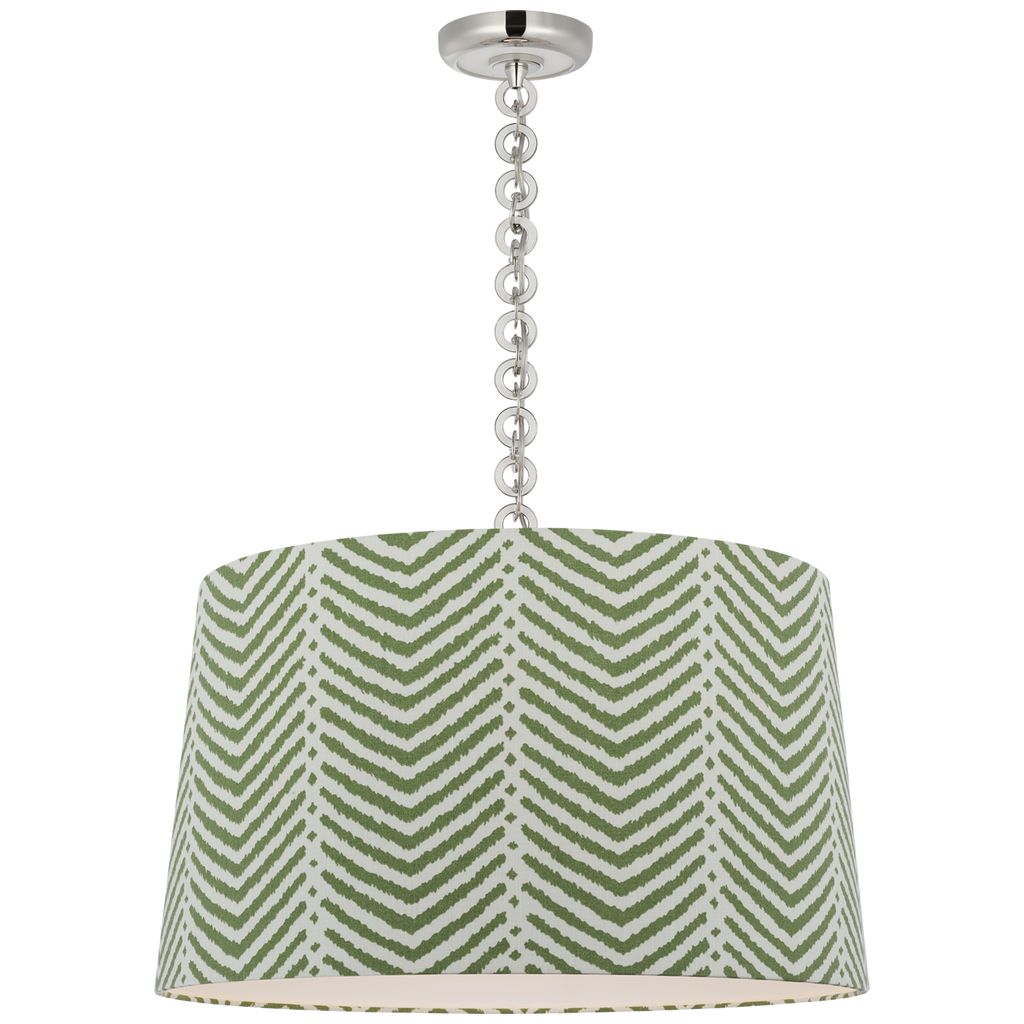 Evelyn 25" Hanging Shade | Polished Nickel and White Oak | Schumacher Verde La Jolla Shade
