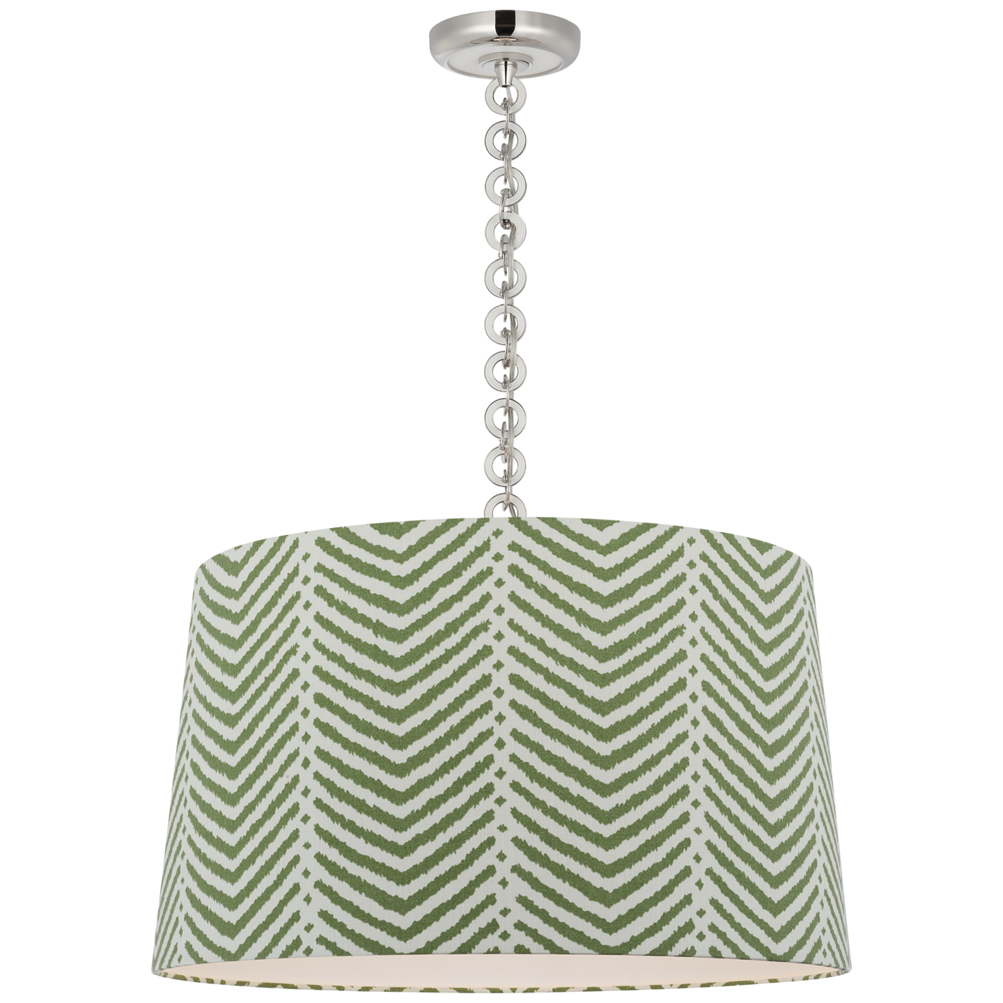 Evelyn 25" Hanging Shade | Polished Nickel and White Oak | Schumacher Verde La Jolla Shade
