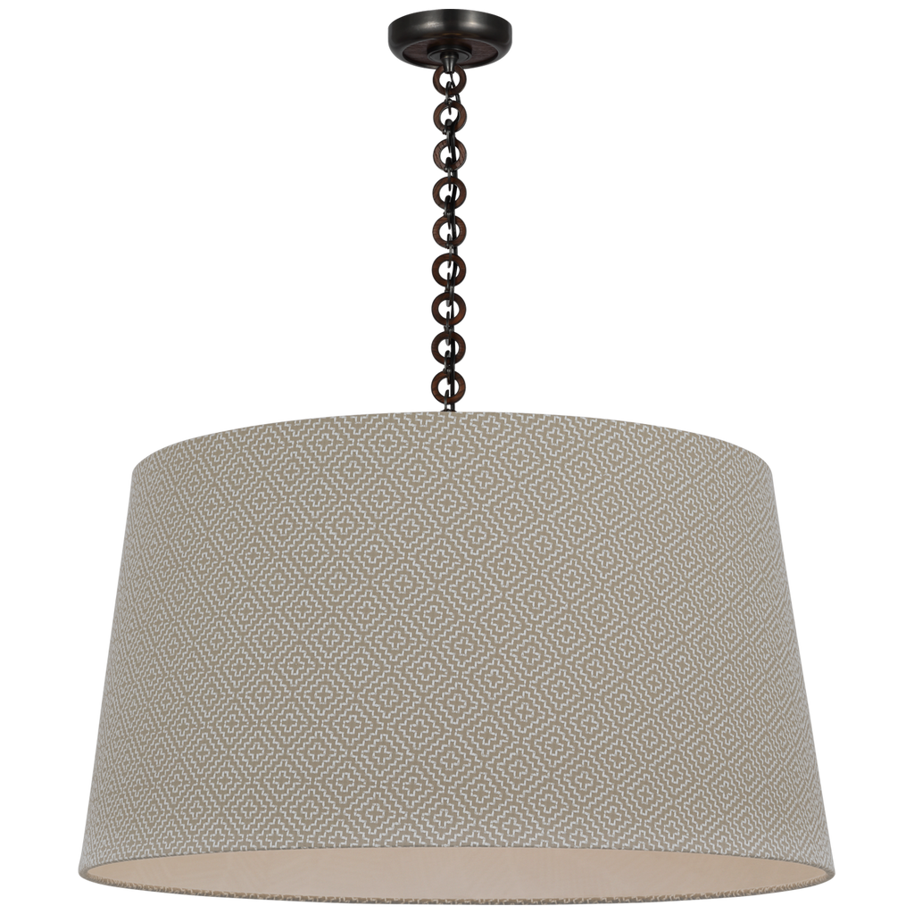 Evelyn 33" Hanging Shade | Bronze and Natural Oak | Schumacher Dove Soho Weave Shade