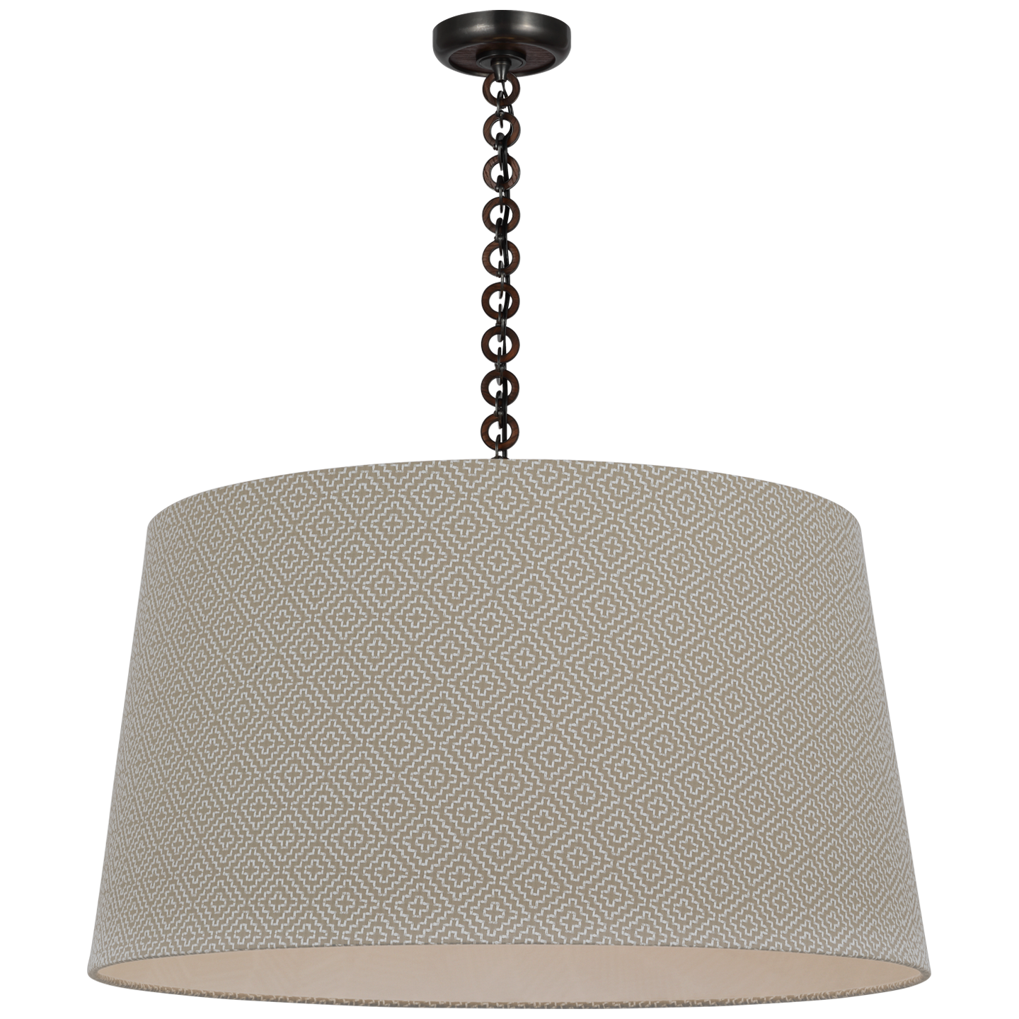 Evelyn 33" Hanging Shade | Bronze and Natural Oak | Schumacher Dove Soho Weave Shade