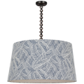 Evelyn 33" Hanging Shade | Bronze and Natural Oak | Schumacher Navy Abstract Leaf Shade