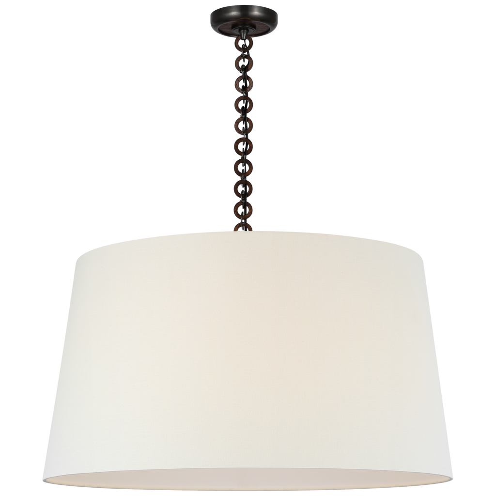 Evelyn 33" Hanging Shade | Bronze and Natural Oak | Linen Shade
