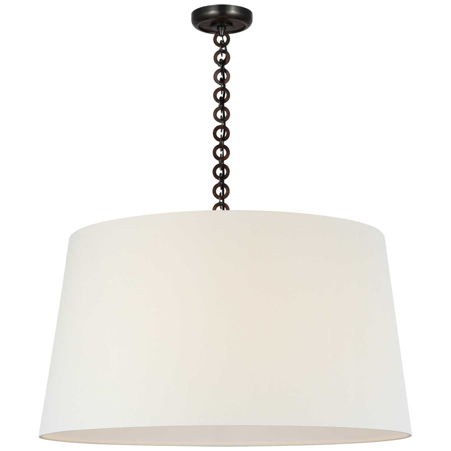 Evelyn 33" Hanging Shade | Bronze and Natural Oak | Linen Shade