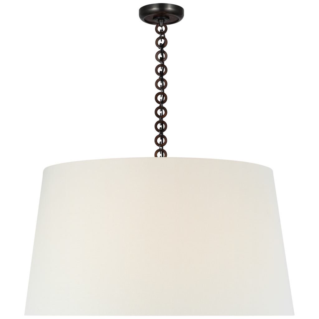 Evelyn 33" Hanging Shade | Bronze and Natural Oak | Linen Shade