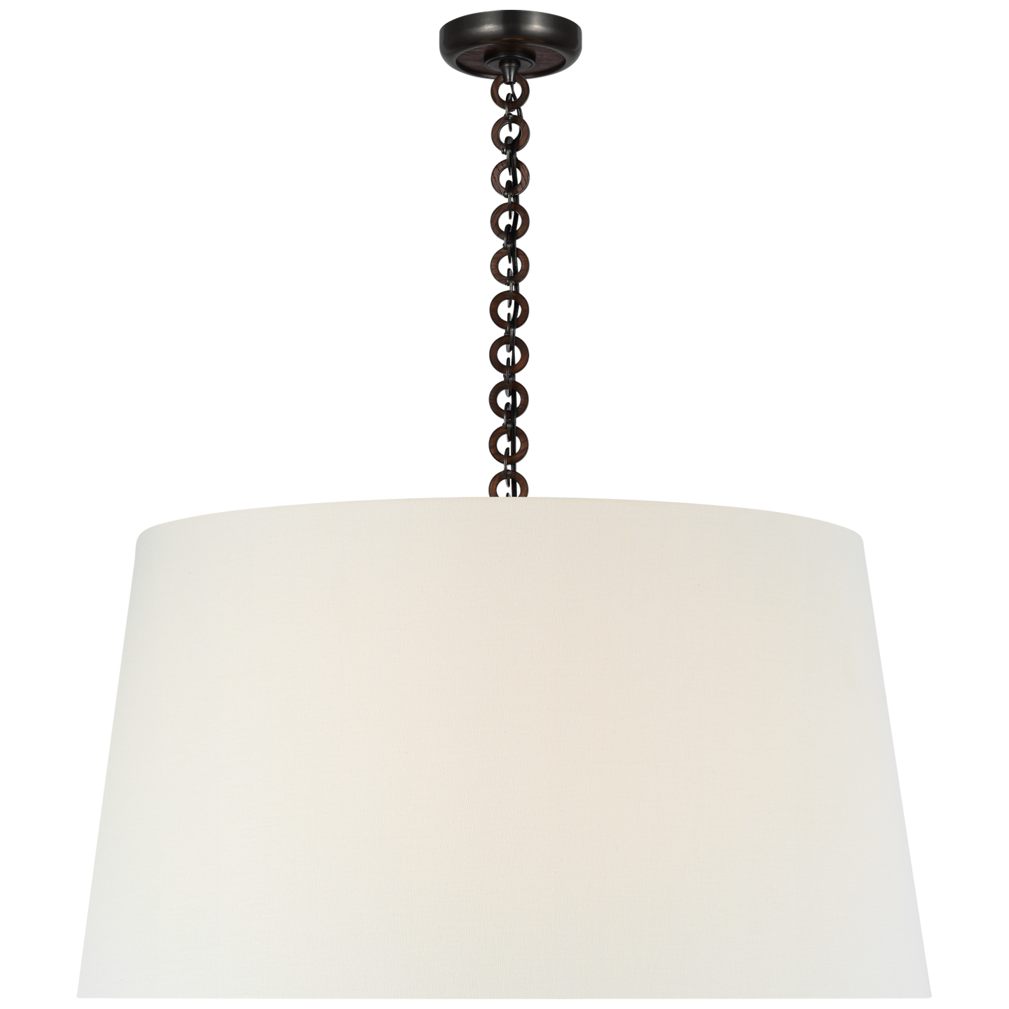 Evelyn 33" Hanging Shade | Bronze and Natural Oak | Linen Shade