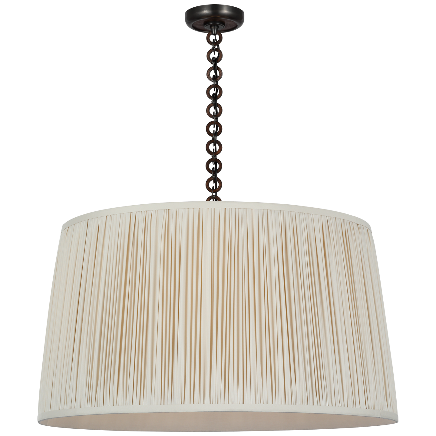 Evelyn 33" Hanging Shade | Bronze and Natural Oak | Champagne Silk Pleated Shade
