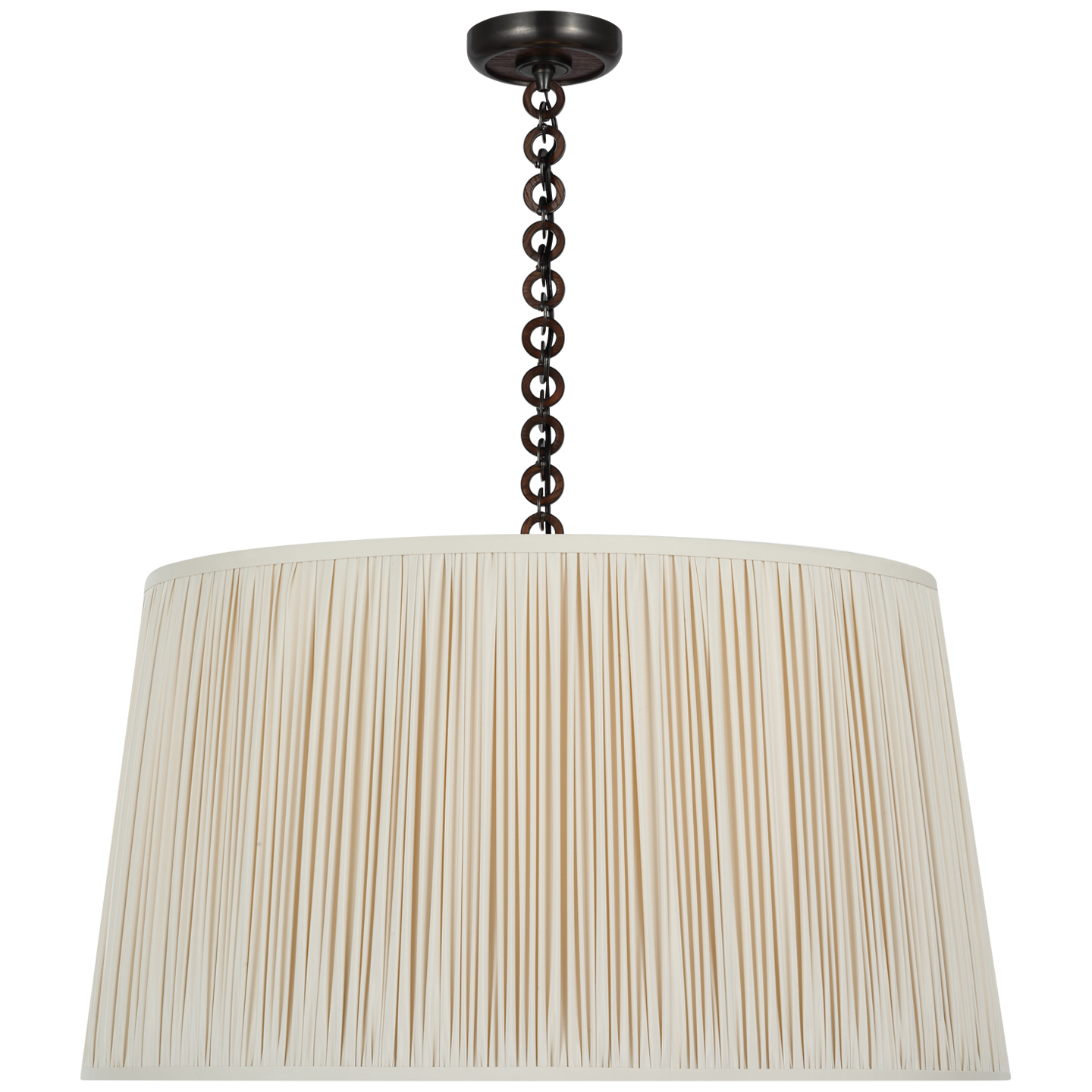 Evelyn 33" Hanging Shade | Bronze and Natural Oak | Champagne Silk Pleated Shade