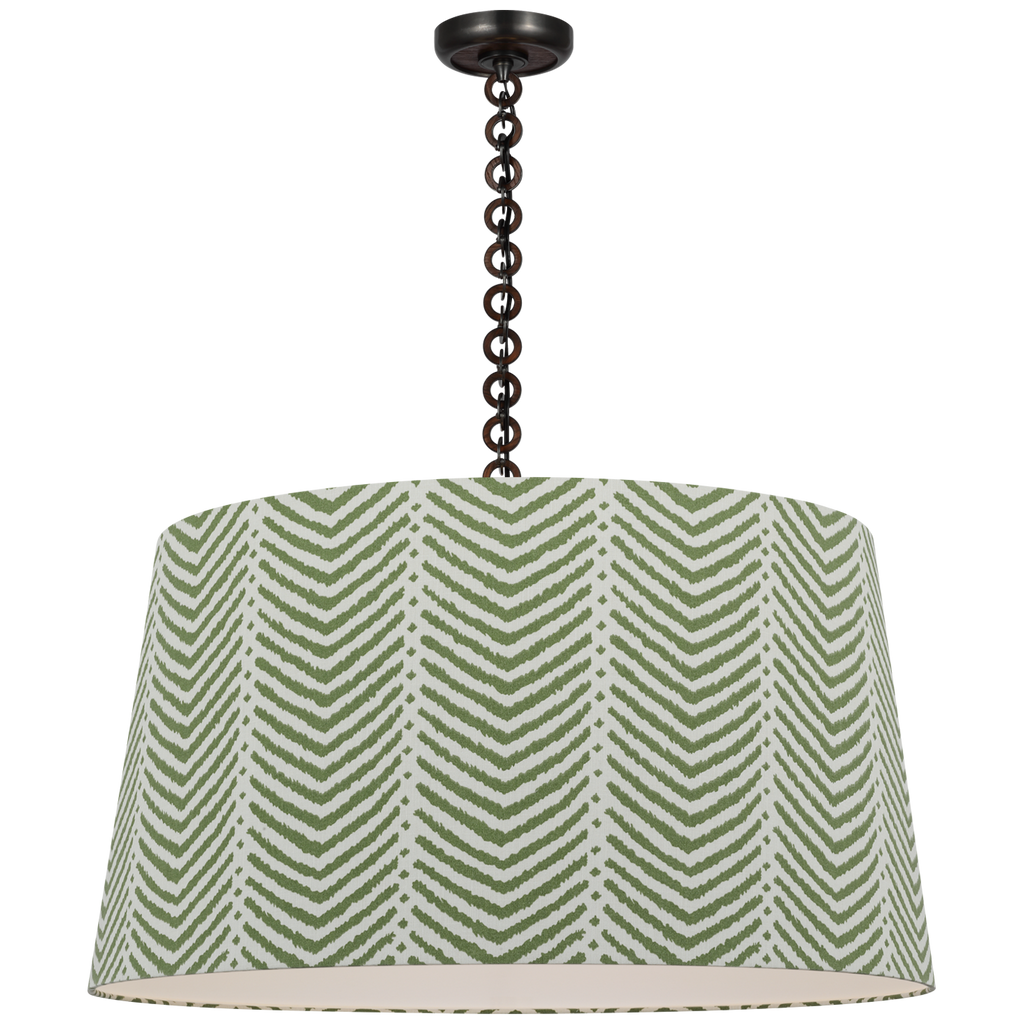 Evelyn 33" Hanging Shade | Bronze and Natural Oak | Schumacher Verde La Jolla Shade
