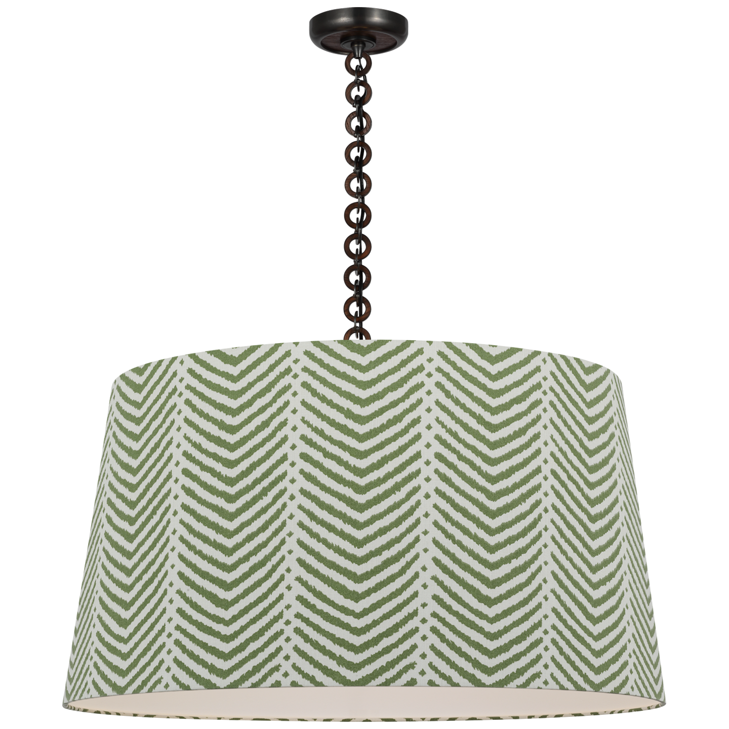 Evelyn 33" Hanging Shade | Bronze and Natural Oak | Schumacher Verde La Jolla Shade